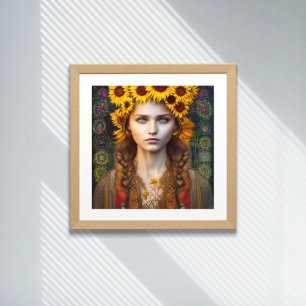 Póster Chica ucraniano de Amulets y Sunflowers Digital Ar