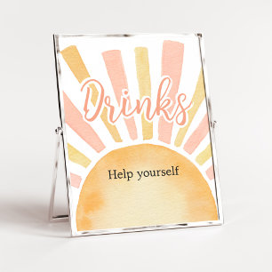 Póster Chica un pequeño rayo de bebidas de Baby Shower de