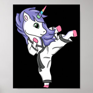 Póster Chica Unicornio Divertido Karate I Taekwondo Artes