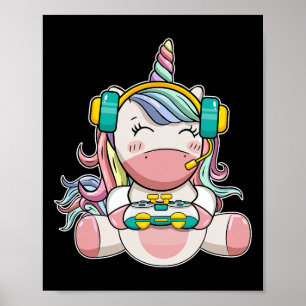 Póster Chica Unicornio juego de video lindo Chicas