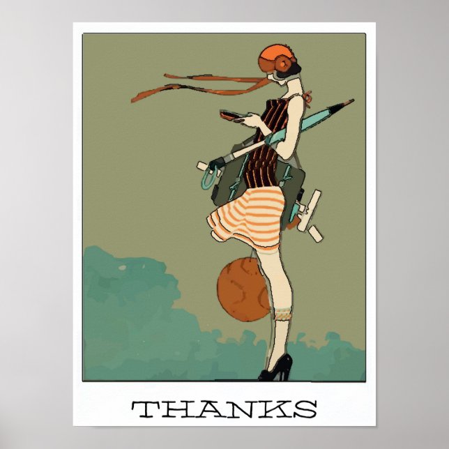 Póster Chica Universitario Textos, GRACIAS (Frente)