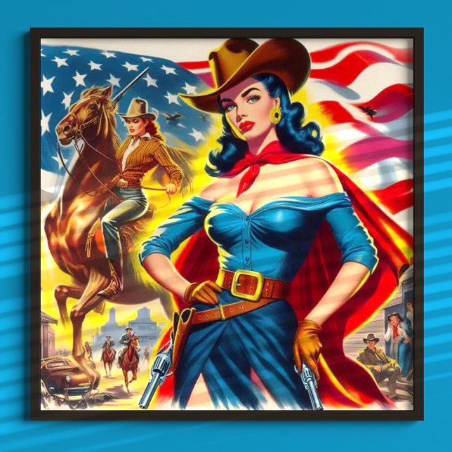 Póster Chica Vaquera Americana de Pin-up (Subido por el creador)