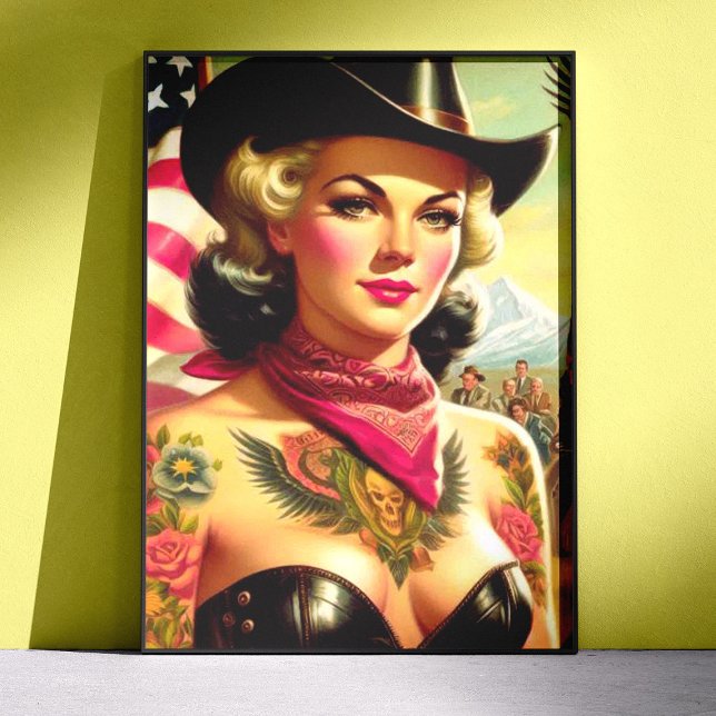 Póster Chica Vaquera Retro Pin-up (Subido por el creador)