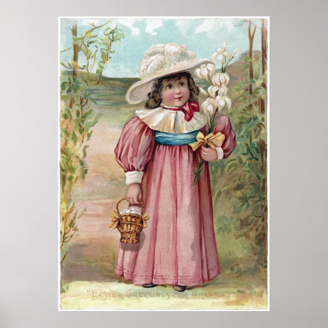 Póster Chica victoriano con pimientos de Pascua para la a (Frente)