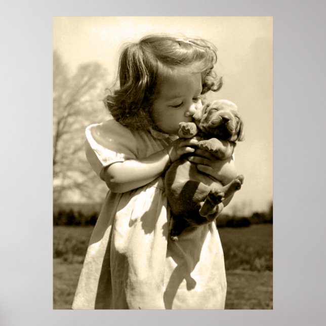 Póster Chica vintage besa pipa (Frente)