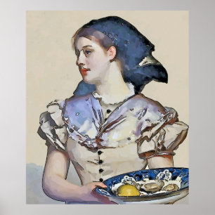 Póster Chica Vintage con Ostras