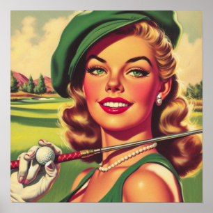 Póster Chica Vintage Golf