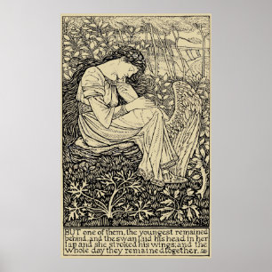 Póster Chica Vintage y Swan por Arthur Joseph Gaskin