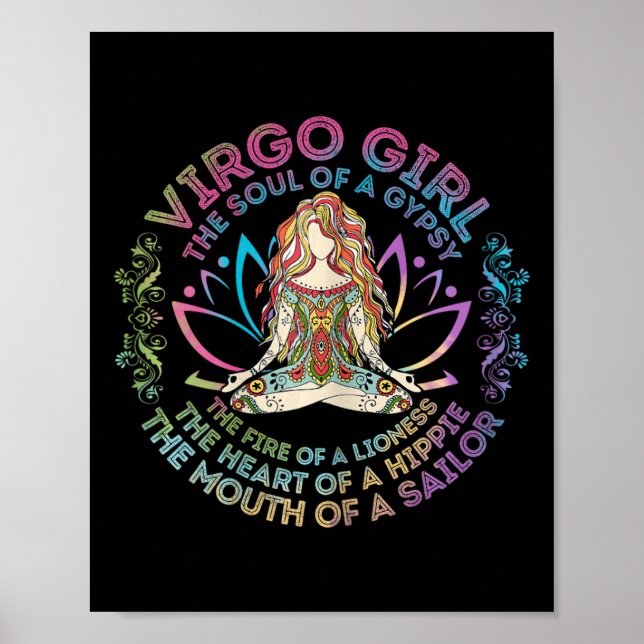 Póster Chica Virgo El Alma De Una Gitana Cumpleaños Hippi (Frente)