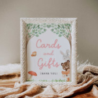 Chica Woodland Baby Shower Cards and Gifts Poster