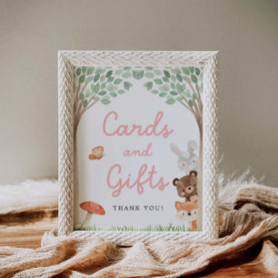 Póster Chica Woodland Baby Shower Cards and Gifts Poster