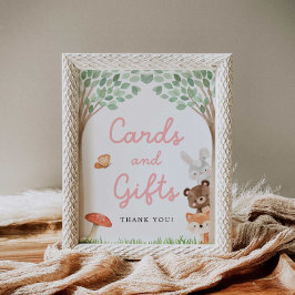 Póster Chica Woodland Baby Shower Cards and Gifts Poster