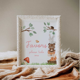 Póster Chica Woodland Baby Shower favorece a Poster de Ró