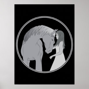 Póster Chica y equitación ecuestre