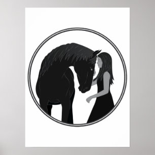 Póster Chica y equitación ecuestre