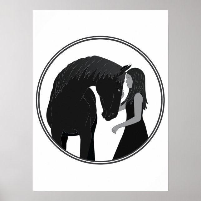 Póster Chica y equitación ecuestre (Frente)