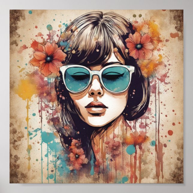 Póster Chica y flores (Frente)