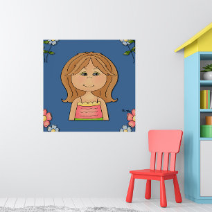 Póster Chica Y Flores