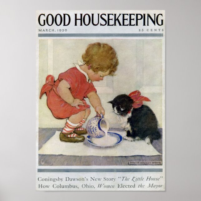 Póster Chica y gatito, Jessie Willcox Smith (Frente)