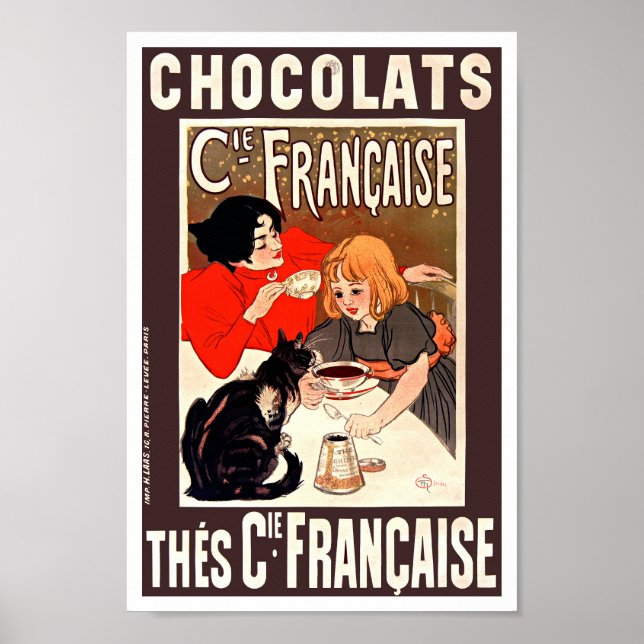 Póster Chica y gato, afiche de época, Alexandre Steinlen (Frente)