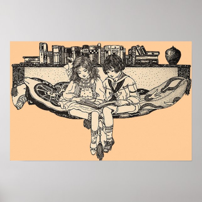 Póster Chica y lectura de niños (Frente)