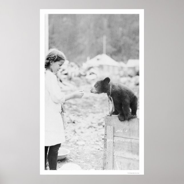 Póster Chica y Seward Bear, Alaska 1912 (Frente)