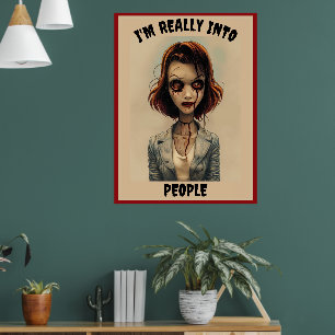 Póster Chica Zombi Sangrienta Me Apasiona la Gente
