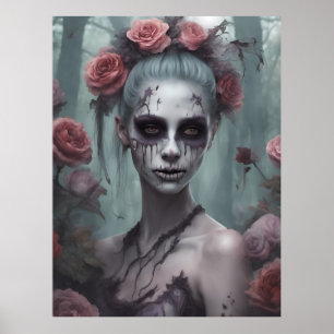 Póster Chica zombie en los Rosas