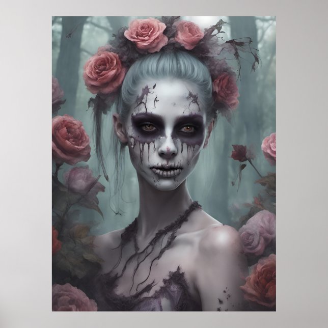 Póster Chica zombie en los Rosas (Frente)