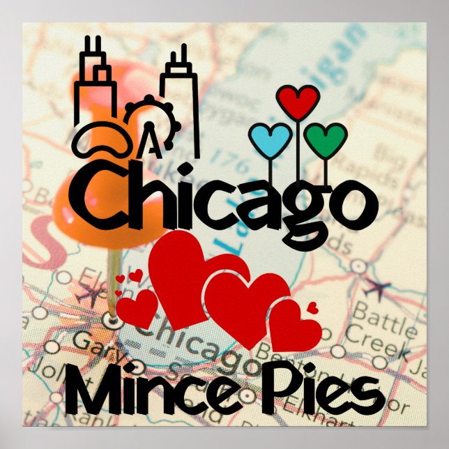 Póster Chicago ama el paisaje de Mince Pies (Frente)