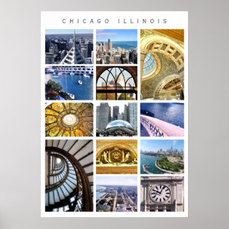 Póster Chicago Architecture - instantáneas de Chicago, IL