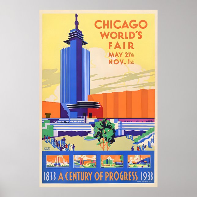 Póster Chicago Century of Progress - Feria Mundial Vintag (Frente)