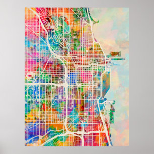 Póster Chicago City Street Map