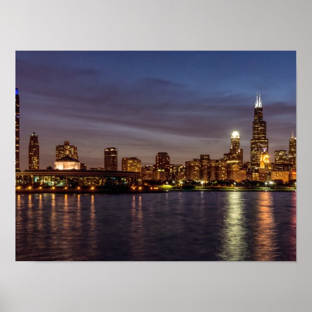 Póster Chicago Cityscape Night New (Frente)
