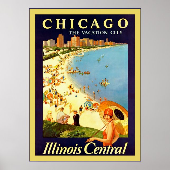 Póster Chicago ~ Ciudad de vacaciones ~ Viajes de cosecha (Frente)