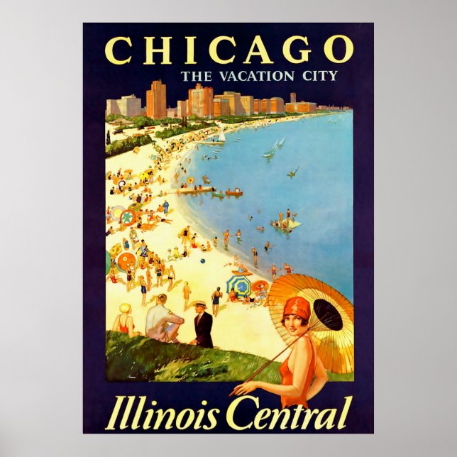 Póster Chicago ~ Ciudad de vacaciones ~ Viajes de cosecha (Frente)