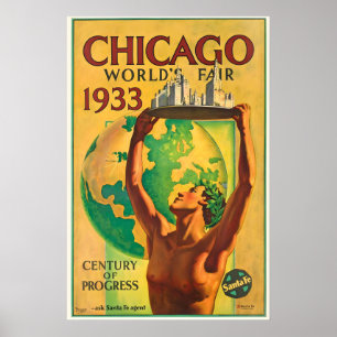 Póster Chicago EE. UU. América Feria Mundial Viajes Antig