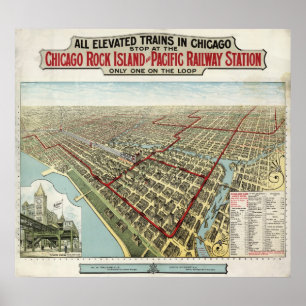 Póster Chicago Elevated Trains (Poole) 1897 - AGED BMB