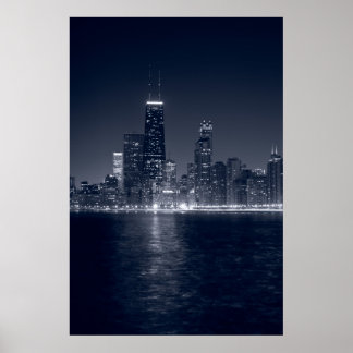Póster Chicago En El Lago, Blanco Y Negro