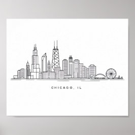 Póster Chicago IL Cityscape Illustration