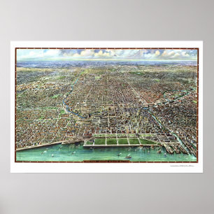 Póster Chicago, IL Mapa Panorámico - 1916