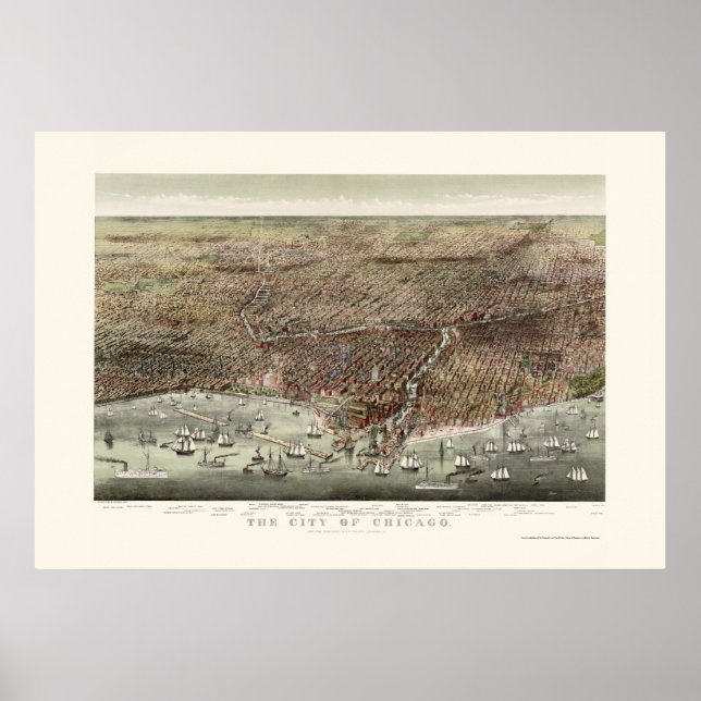 Póster Chicago, IL Panoramic Map - 1892b (Frente)