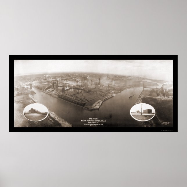 Póster Chicago, IL Steel Mill Photo 1907 (Frente)
