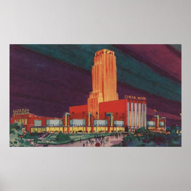 Póster Chicago, IL - View of the General Motors Buildin (Frente)