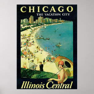 Póster Chicago, Illinois America Vintage Travel