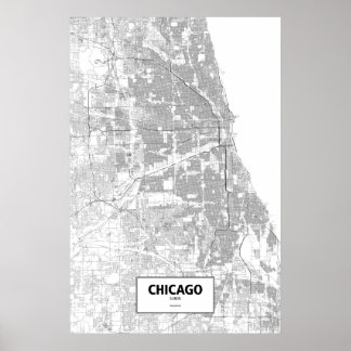 Póster Chicago, Illinois (black on white)
