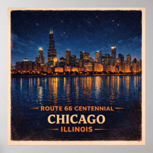 Póster Chicago Illinois Centenario Inicio del Sendero
