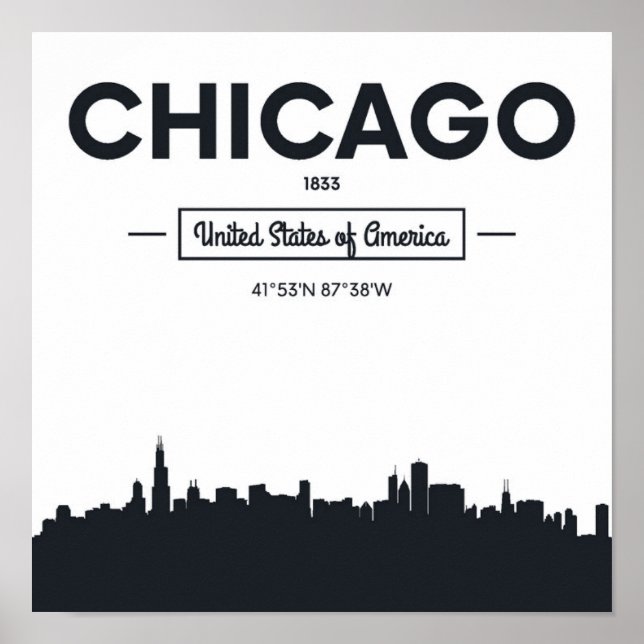 Póster Chicago, Illinois | Coordenadas urbanas (Frente)
