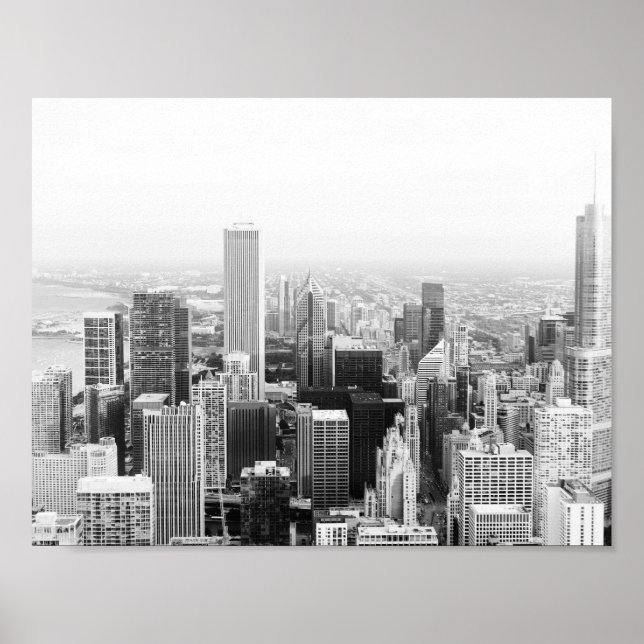 Póster Chicago Illinois en Blanco y Negro (Frente)