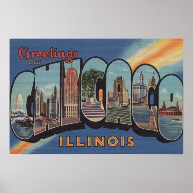 Póster Chicago, Illinois - Grandes Escenas de letras 2 (Frente)